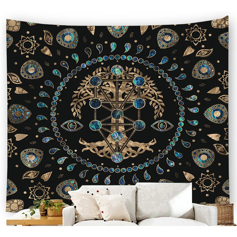 

Psychedelic Bohemian Forest Tree Of Life Tapestry Mandala Nature Spiritual Hippie Moon and Sun Wall Hanging Dorm Room Home Decor
