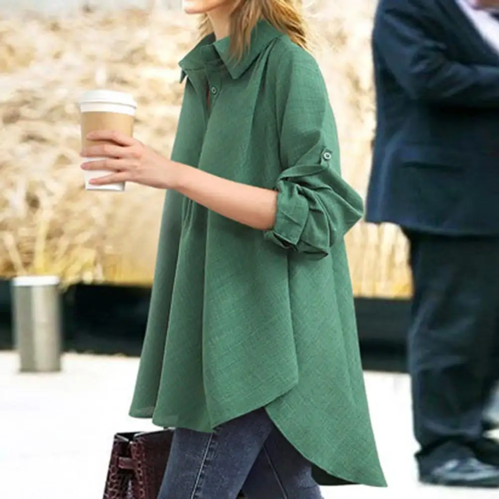 Поглощающая пот Очаровательная Свободная Женская рубашка с глубоким подолом Удобная рубашка Топ темпераментная Рабочая одежда 
Поглощающая пот Очаровательная Свободная Женская рубашка с глубоким подолом Удобная рубашка Топ темпераментная Рабочая одежда