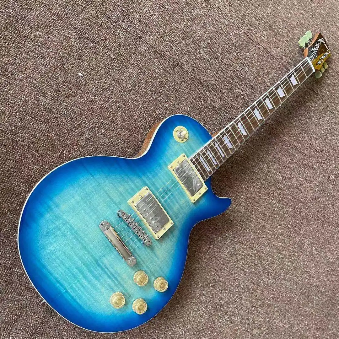 Blue color Standard electric guitar Rosewood fingerboard Tiger flame top mahogany body gitaar
Blue color Standard electric guitar Rosewood fingerboard Tiger flame top mahogany body gitaar