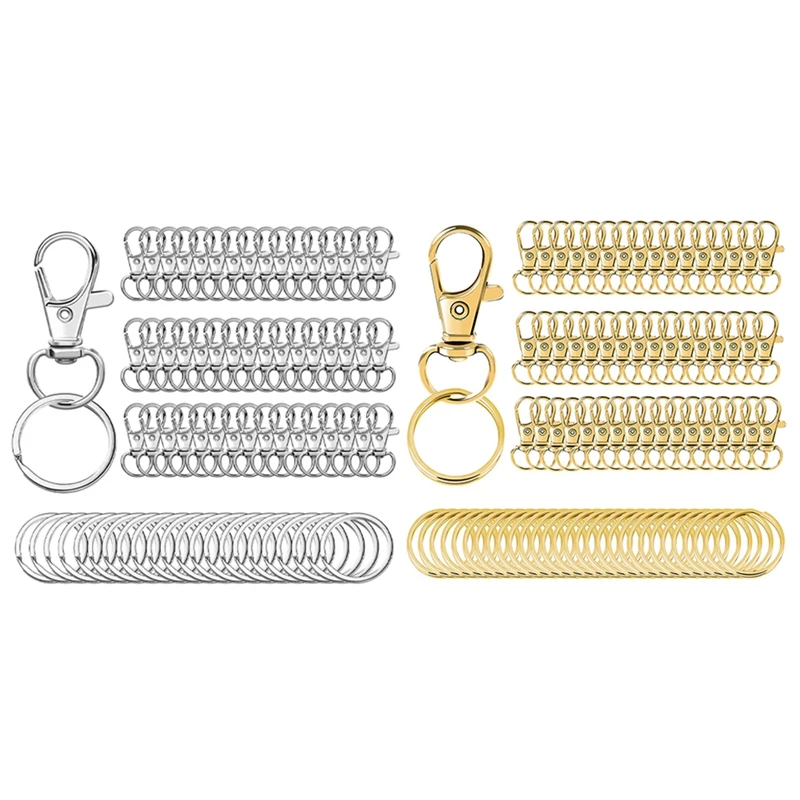 100Set Swivel Snap Hooks With Key Rings Metal Snap Hooks For Keychain Clip, Lanyard, Key, Art Crafts, Silver+Gold
100Set Swivel Snap Hooks With Key Rings Metal Snap Hooks For Keychain Clip, Lanyard, Key, Art Crafts, Silver+Gold