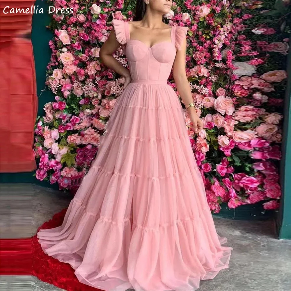 Simple Tulle Prom Dresses A Line Cap Sleeves Tiered Evening Gowns Women Special Wedding Party Dress Robe De Soirée فستان سهرة
Simple Tulle Prom Dresses A Line Cap Sleeves Tiered Evening Gowns Women Special Wedding Party Dress Robe De Soirée فستان سهرة