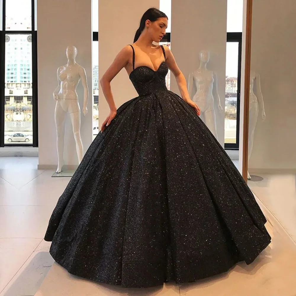 Black Sparkly Ball Gown Evening Dresses 2022 Spaghetti Straps Sequins Sweetheart Formal Party Gown Lace Up Sleeveless
Black Sparkly Ball Gown Evening Dresses 2022 Spaghetti Straps Sequins Sweetheart Formal Party Gown Lace Up Sleeveless