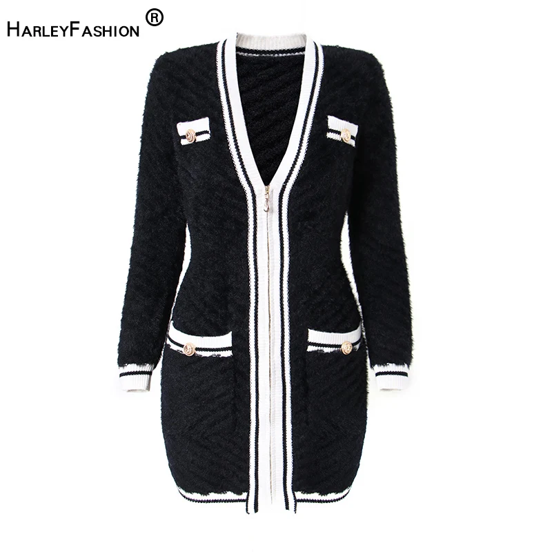 Faux Fur Winter Warm Knitted Thick Fabric V-neck Zipper Black Stretchy Bodycon Women Casual Dress
Faux Fur Winter Warm Knitted Thick Fabric V-neck Zipper Black Stretchy Bodycon Women Casual Dress