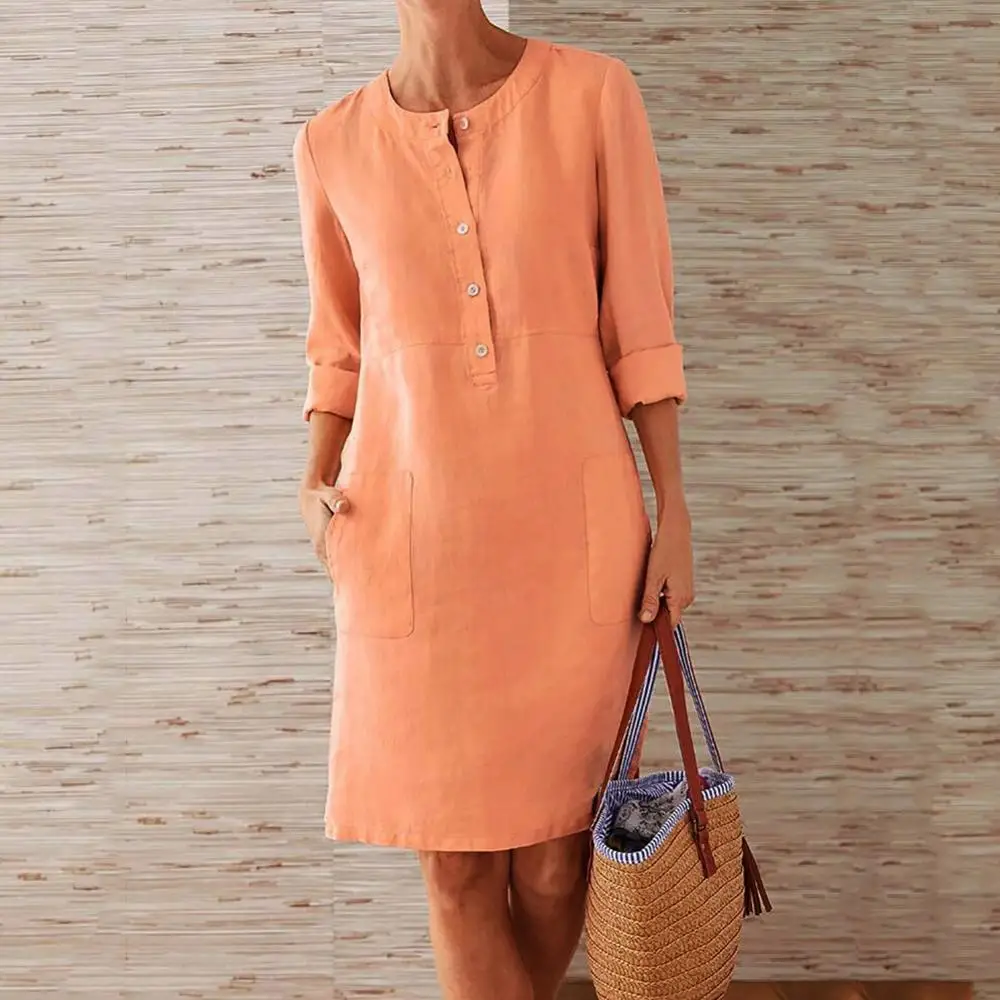 5XL Casual Solid Color Cotton Linen Women Long Sleeve Tunic Kaftan Dress length vestidos summer dresses
5XL Casual Solid Color Cotton Linen Women Long Sleeve Tunic Kaftan Dress length vestidos summer dresses
