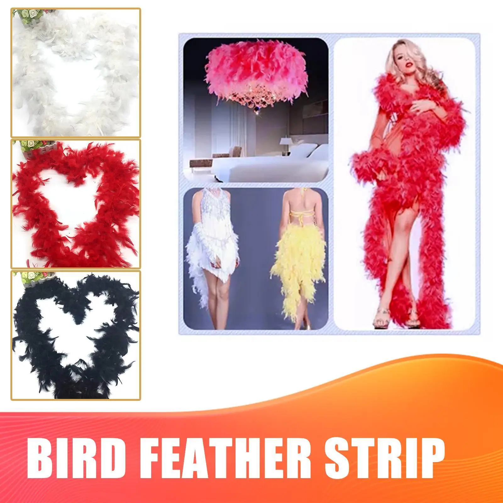 

2m Natural Feather Boa Strip Xmas Ribbon Party Garland Feathers Supplies Tree Diy Christmas Wedding Craft Decoration Decor X9v3