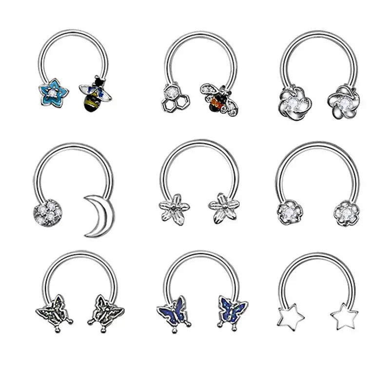 1pc Butterfly Nose Piercing Hoop Septum Ring Surgical Steel Helix Ear Cartilage Earring Circular Horseshoe Body Jewelry 10mm 16G
1pc Butterfly Nose Piercing Hoop Septum Ring Surgical Steel Helix Ear Cartilage Earring Circular Horseshoe Body Jewelry 10mm 16G