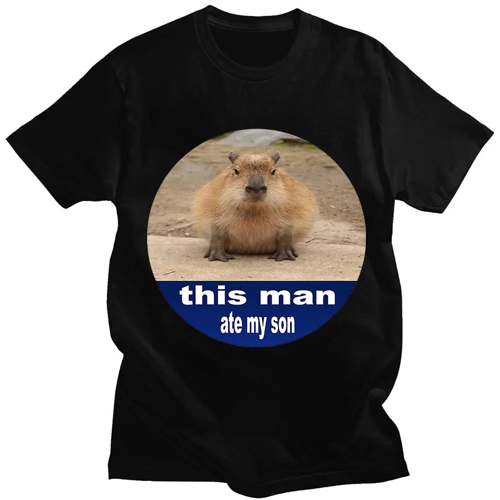 This Man Ate My Son Capybaras Graphic Print T-shirt Men Women Casual Comfortable T-shirts Pure Cotton Gothic T shirt Streetwear
This Man Ate My Son Capybaras Graphic Print T-shirt Men Women Casual Comfortable T-shirts Pure Cotton Gothic T shirt Streetwear
