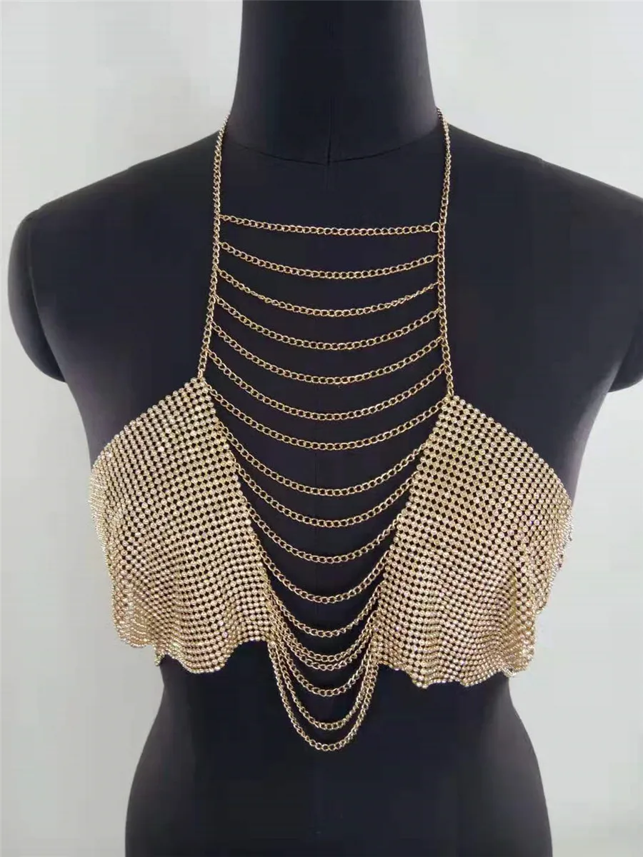 Women Body Chain Tank Tops Chic Fashion Rhinestone Tassel Halter Neck Tanks Sleeveless Backless Bra Crop Tops Club Streetwear
Women Body Chain Tank Tops Chic Fashion Rhinestone Tassel Halter Neck Tanks Sleeveless Backless Bra Crop Tops Club Streetwear