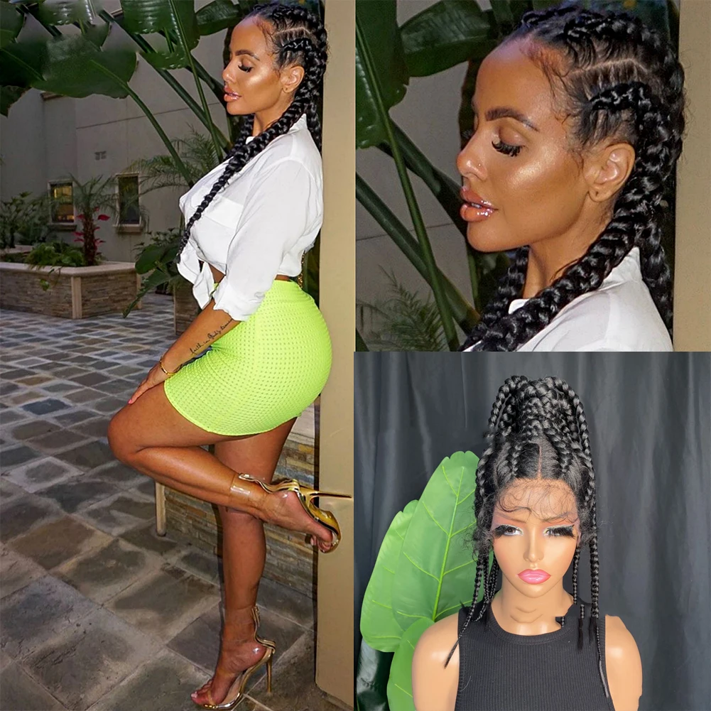 22 inch Long Ponytail Braids Wig Full Lace Front Knotless Box Braided Wigs With Baby Hair For Black Women
22 inch Long Ponytail Braids Wig Full Lace Front Knotless Box Braided Wigs With Baby Hair For Black Women