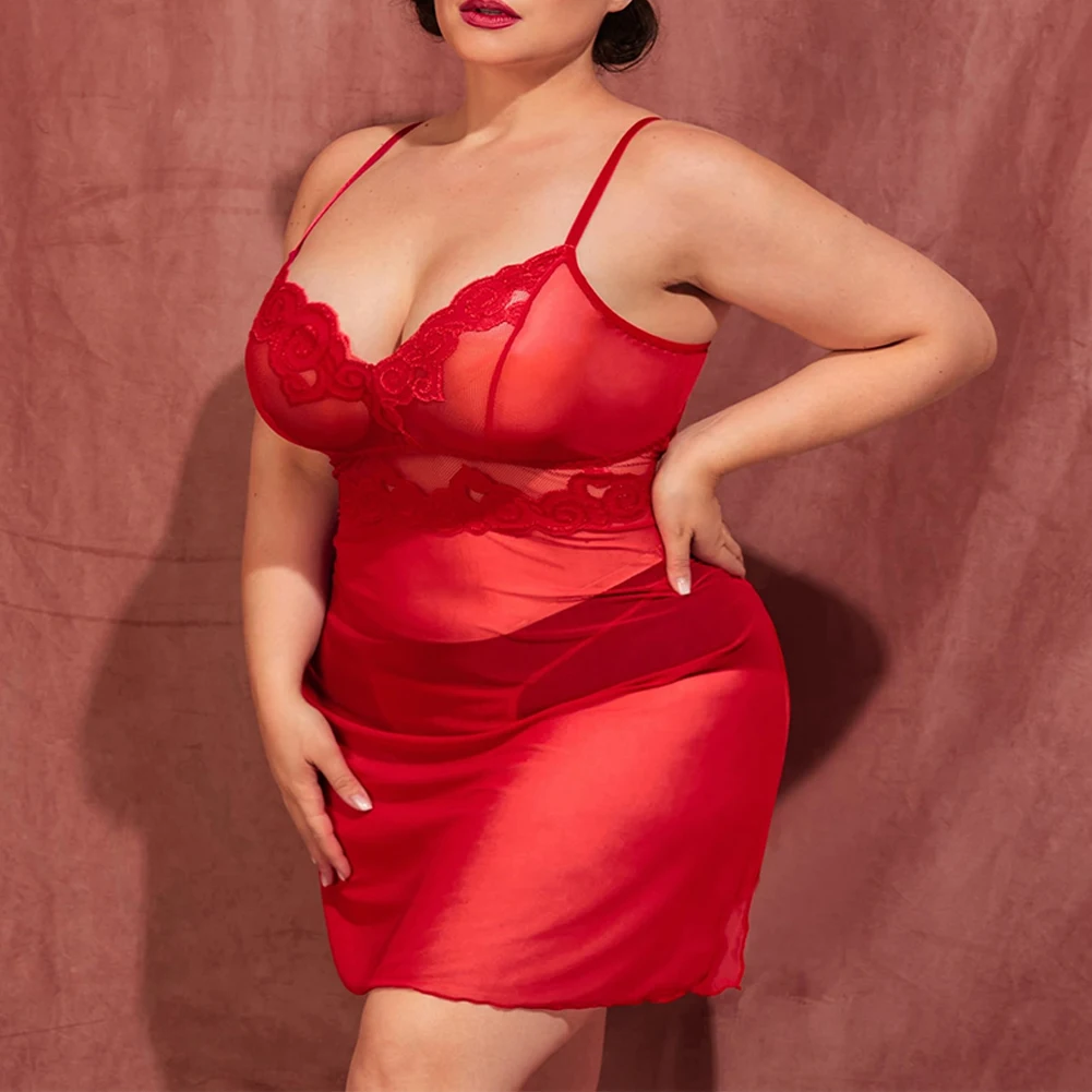 Brand New Women Plus Size Lingerie Perspective Lace Nightdress Briefs 2Piece Set Sleepwear Soft And Comfortable
Brand New Women Plus Size Lingerie Perspective Lace Nightdress Briefs 2Piece Set Sleepwear Soft And Comfortable