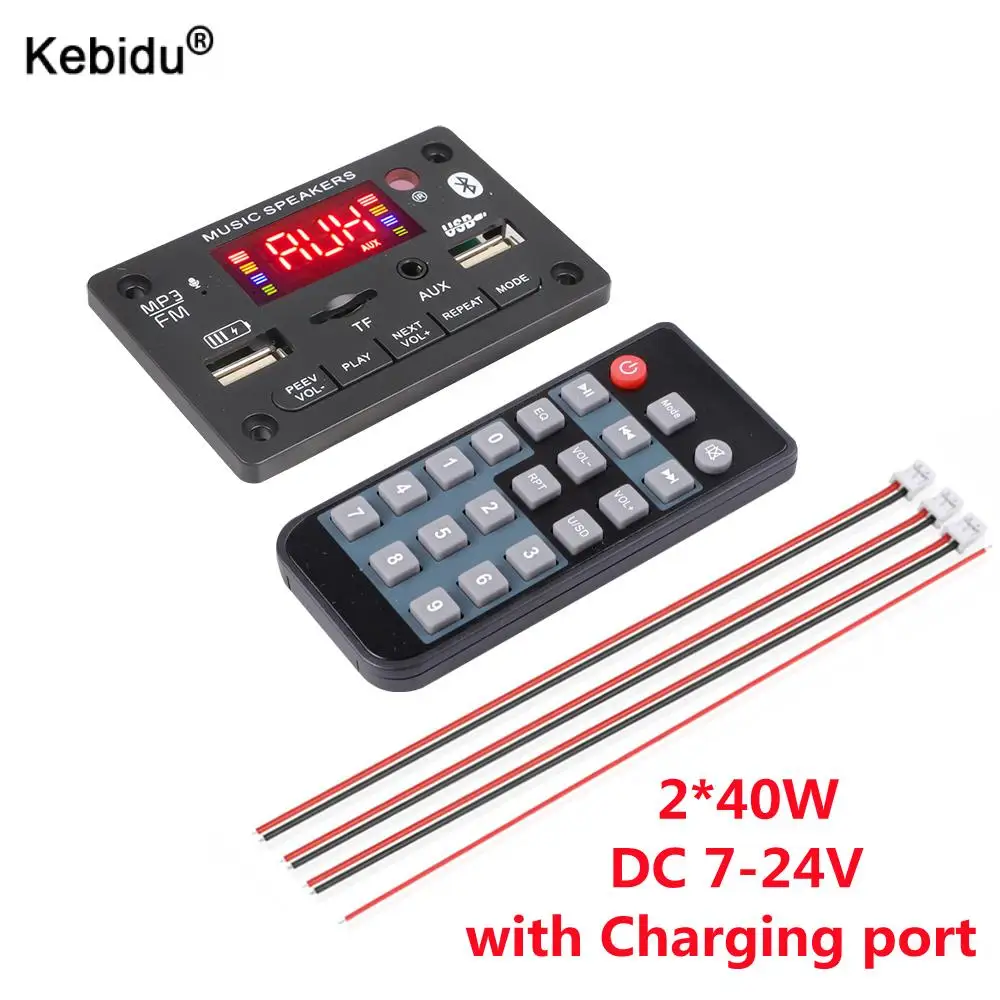 Усилитель Kebidu 2*40 Вт mp3-декодер с поддержкой Bluetooth 5 0 зарядным портом mp3-плеер 80