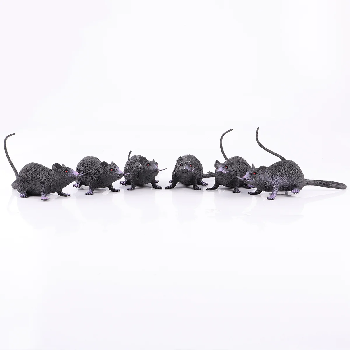 

6 крыс, сжимаемые крысы, Реалистичная черная крыса с красными глазами для декора или шуточных трюков