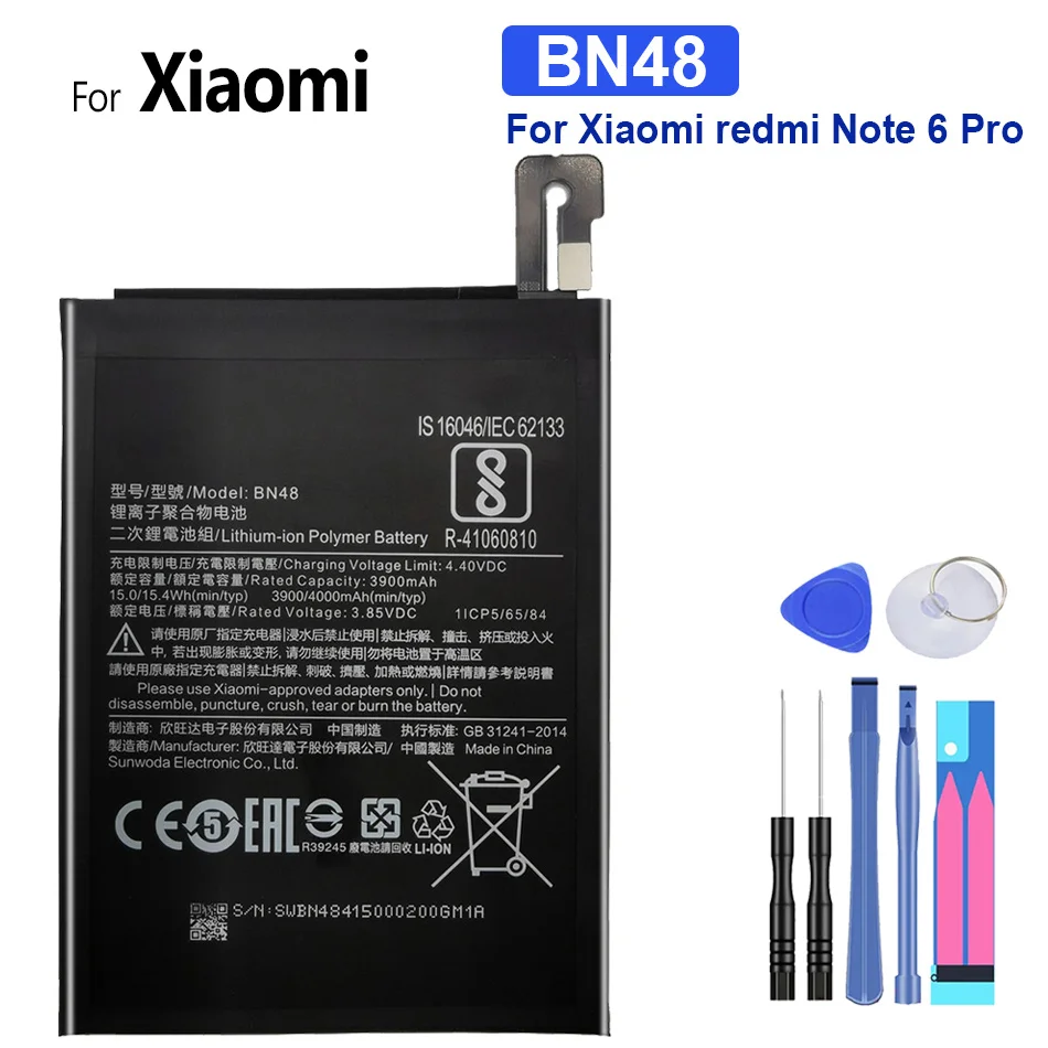 Mobile Phone Battery BN48 BN 48 5000mAh For Xiaomi Redmi Note 6 Pro Note6 Pro with Free Tools + Tracking Number
Mobile Phone Battery BN48 BN 48 5000mAh For Xiaomi Redmi Note 6 Pro Note6 Pro with Free Tools + Tracking Number