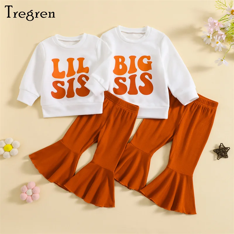 Tregren 1-4Y Big Sister Little Sister Matching Outfits Toddler Letter Print Long Sleeve Tops Ribbed Flare Pants Girls Clothes
Tregren 1-4Y Big Sister Little Sister Matching Outfits Toddler Letter Print Long Sleeve Tops Ribbed Flare Pants Girls Clothes