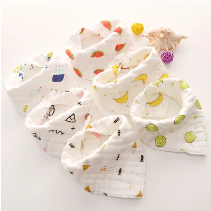 

Fashion Baby Bibs Gauze Organic Cotton Fruit Pattern Baberos Soft Bib Baby Feeding Stuff Saliva Towel Newborn Boys Girls Gift