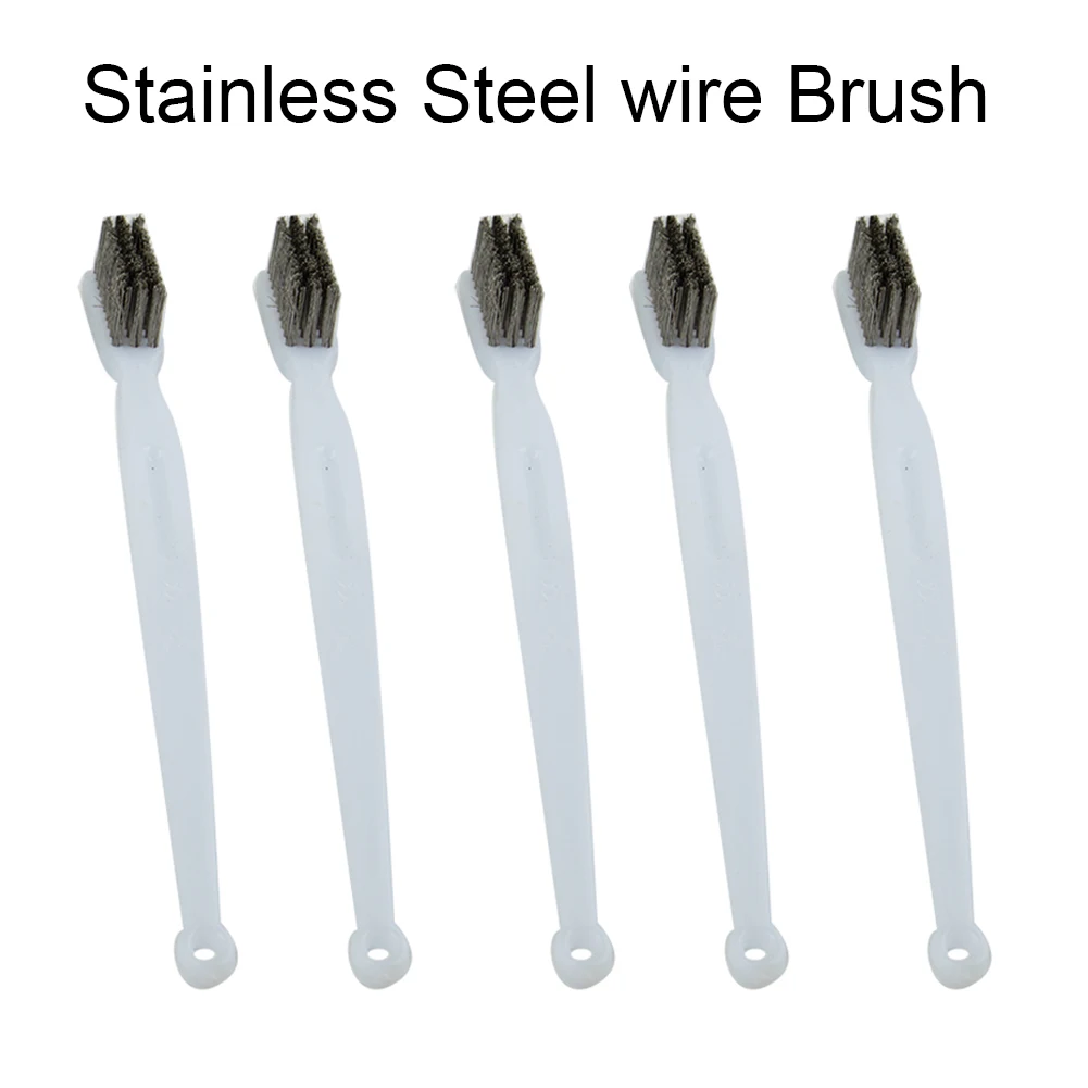 5pcs 175mm Plastic Handle Stainless Steel Wire Brush For Devices Polishing Dirt Cleaning Metal Rust Removal Tools
5pcs 175mm Plastic Handle Stainless Steel Wire Brush For Devices Polishing Dirt Cleaning Metal Rust Removal Tools