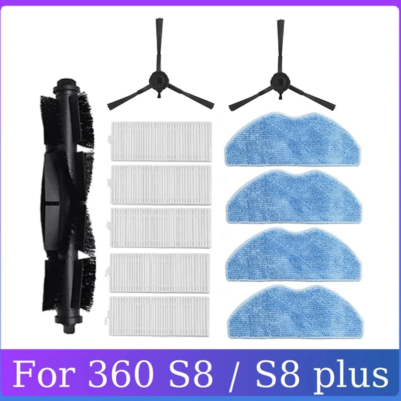 12PCS Main Side Brush HEPA Filter Mop Cloth Black & White & Blue Plastic+Microfiber For 360 S8 / S8 Plus Robotic Vacuum Cleaner
12PCS Main Side Brush HEPA Filter Mop Cloth Black & White & Blue Plastic+Microfiber For 360 S8 / S8 Plus Robotic Vacuum Cleaner