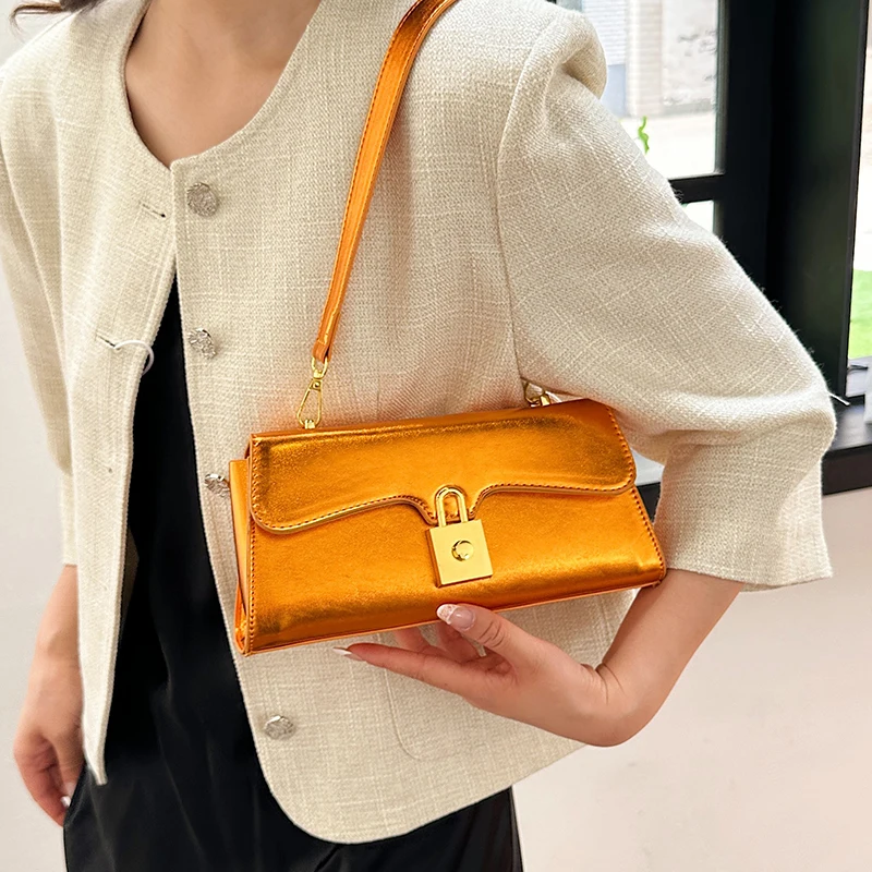 

Gold Silver Satchel Women 's Bag Luxury Underarm Shopper Purse Designer Shoulder Bag Femme High Quality PU Leather Crossbody Bag