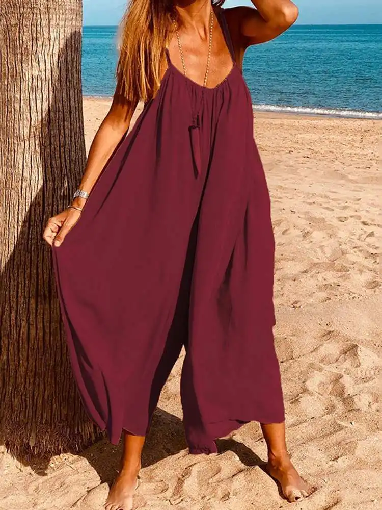 VONDA 2022 Women Sexy Loose Overalls Sleeveless Playsuits V Neck OL Style Solid Jumpsuits Loose Ladies Wide Leg Pants Oversized
VONDA 2022 Women Sexy Loose Overalls Sleeveless Playsuits V Neck OL Style Solid Jumpsuits Loose Ladies Wide Leg Pants Oversized