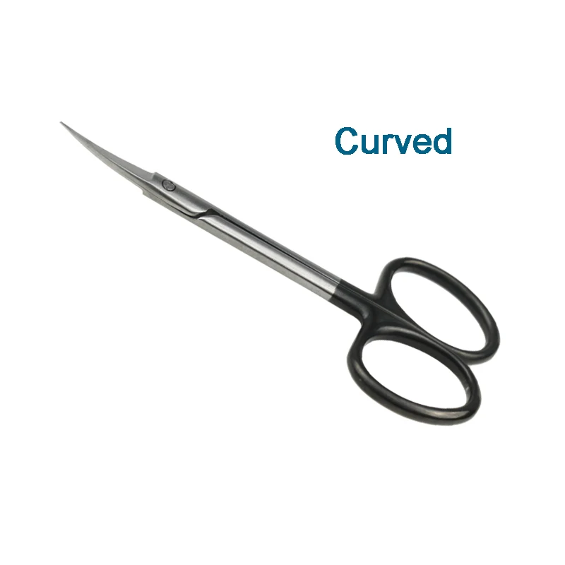 

10cm Two Types Stainless Steel Cut Tissue Scissors Curved Straight Surgical Scissors Black Handle Autoclavable