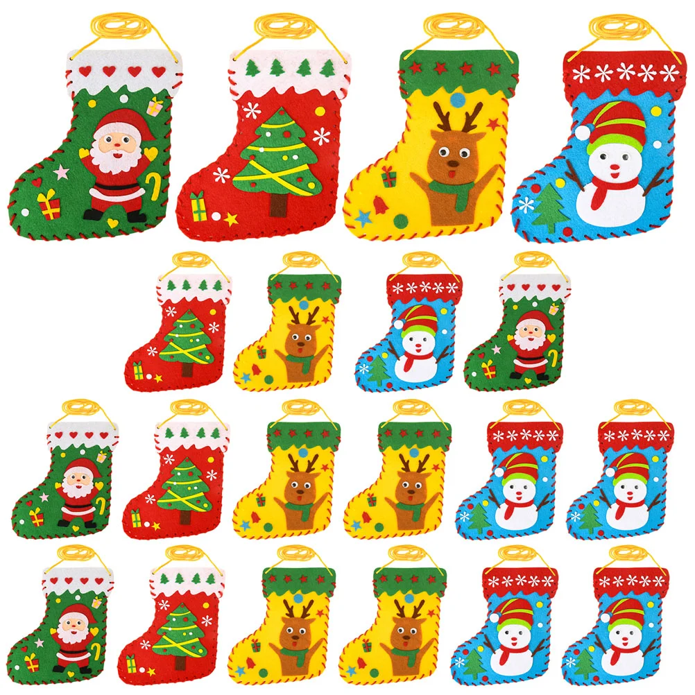 

Christmas Felt Stockings Santa Snowman Reindeer Ornaments Sewing Kits Diy Decoration Xmas Party