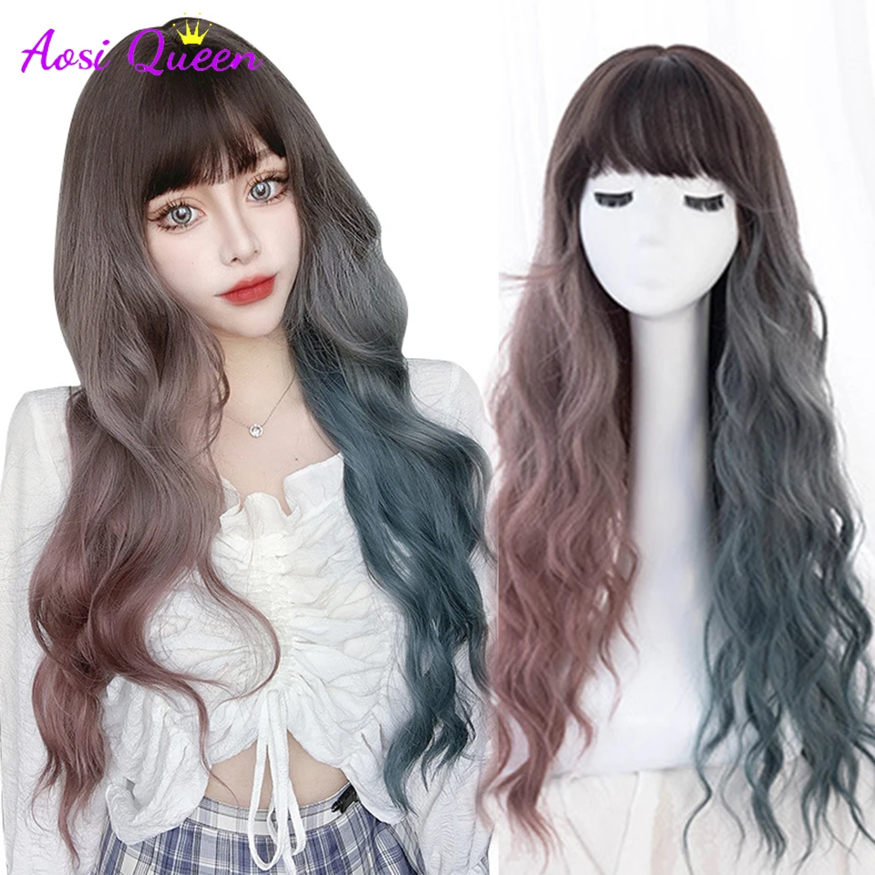 AS Cosplay Wig With Bangs Synthetic Straight Hair 24 Inch curls Heat-Resistant blue wigRoll Wig For Women
AS Cosplay Wig With Bangs Synthetic Straight Hair 24 Inch curls Heat-Resistant blue wigRoll Wig For Women