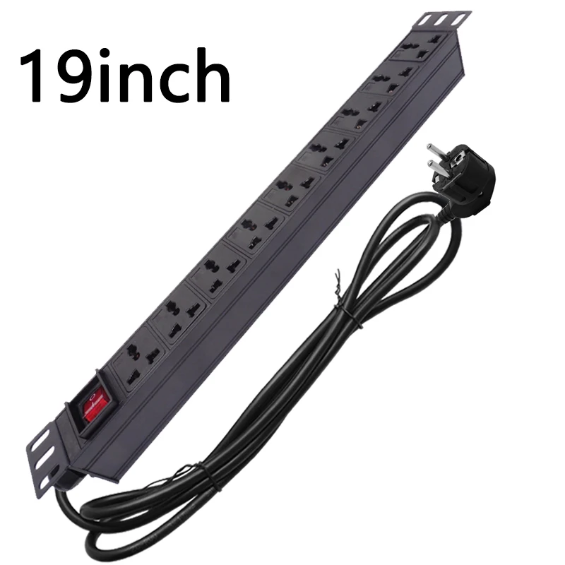 19inch Network Cabinet Rack Power Strip Power Distribution Unit 9 Ways Universal Socket Siwtch 1.5/3/5Meter Extension Cord
19inch Network Cabinet Rack Power Strip Power Distribution Unit 9 Ways Universal Socket Siwtch 1.5/3/5Meter Extension Cord