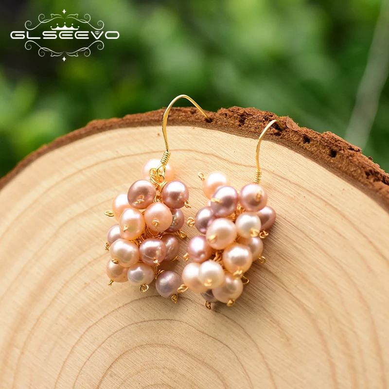 GLSEEVO 925 Sterling Silver Natural Fresh Water Pink Purple Pearl For Women Party Grape Shape Drop Earrings Fine Jewelry GE0740
GLSEEVO 925 Sterling Silver Natural Fresh Water Pink Purple Pearl For Women Party Grape Shape Drop Earrings Fine Jewelry GE0740