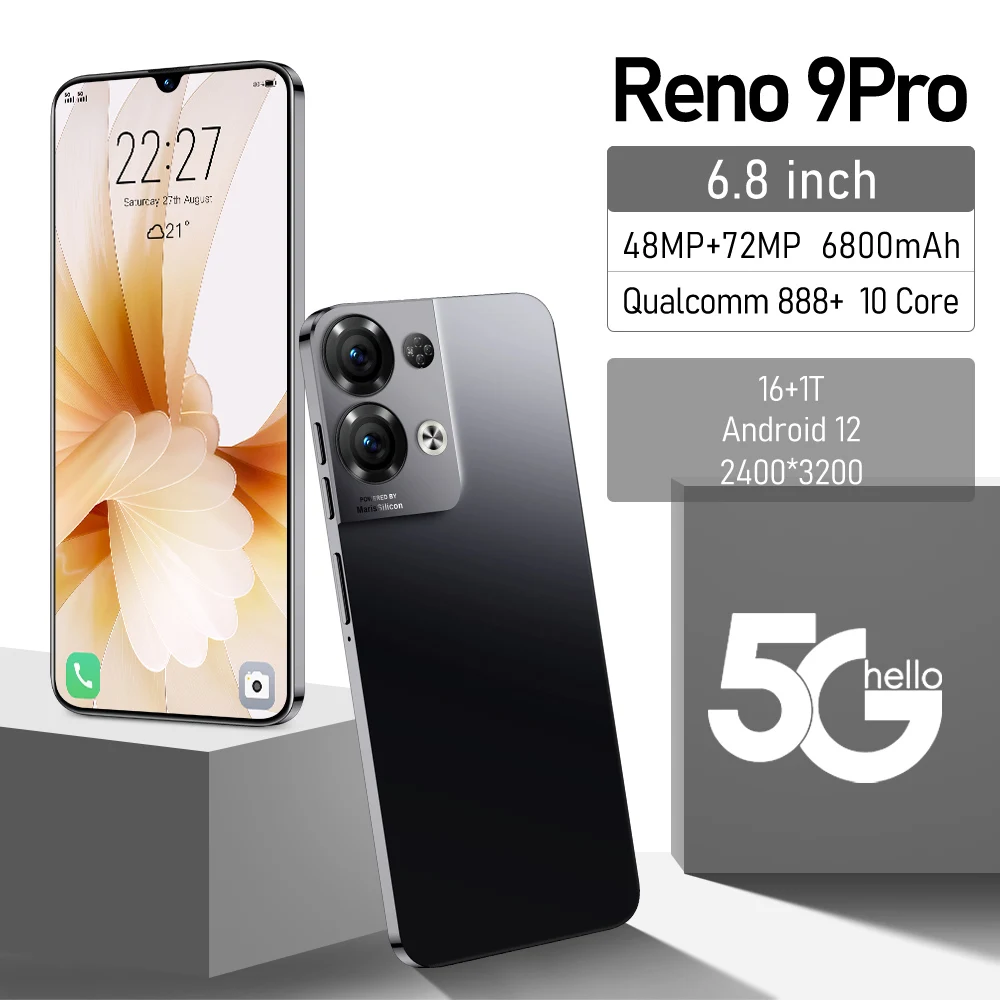 Maichai Reno 9 Pro Smartphone 6.8'' HD+ Android 12 16GB+1024GB Ten-Core Mobile Phone 72MP 6800mAh Cellphone
Maichai Reno 9 Pro Smartphone 6.8'' HD+ Android 12 16GB+1024GB Ten-Core Mobile Phone 72MP 6800mAh Cellphone