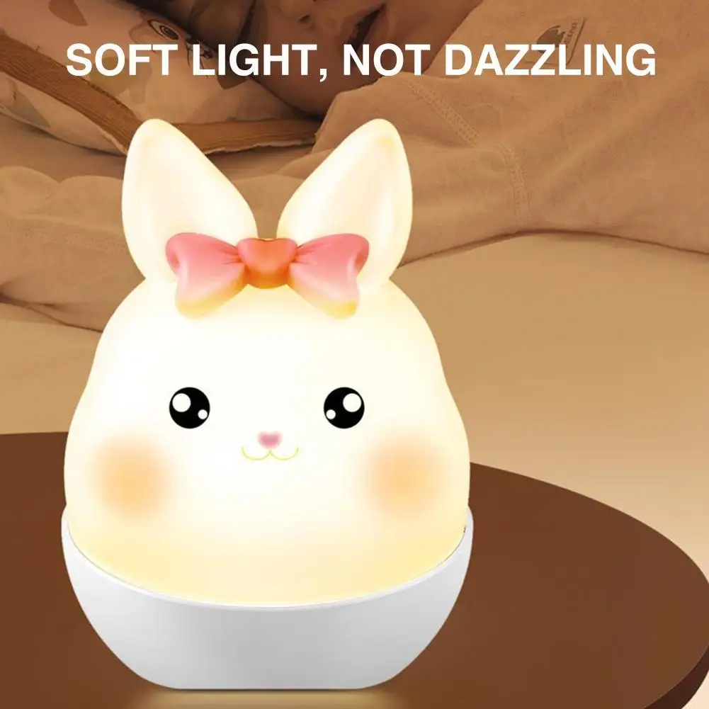Cute Rabbit LED Night Light USB Rechargeable Patting Switch Colorful Atmosphere Lamp Children Kids Bedroom Decor Table Lamps
Cute Rabbit LED Night Light USB Rechargeable Patting Switch Colorful Atmosphere Lamp Children Kids Bedroom Decor Table Lamps
