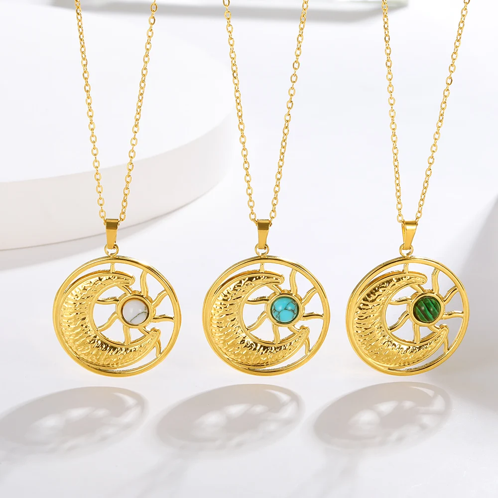 Natural Stone Pendant Necklace For Women'S Neck Chain Opal Moon Choker Sun Collar Stainless Steel Chain Jewelry Free Shipping
Natural Stone Pendant Necklace For Women'S Neck Chain Opal Moon Choker Sun Collar Stainless Steel Chain Jewelry Free Shipping