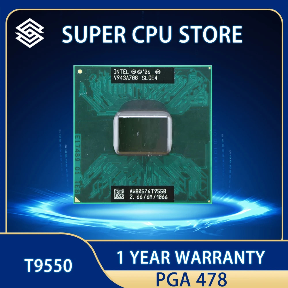 lntel CPU laptop Core 2 Duo T9550 CPU 6M Cache/2.66GHz/1066/Dual-Core GM45/PM45 can work PGA 478
lntel CPU laptop Core 2 Duo T9550 CPU 6M Cache/2.66GHz/1066/Dual-Core GM45/PM45 can work PGA 478