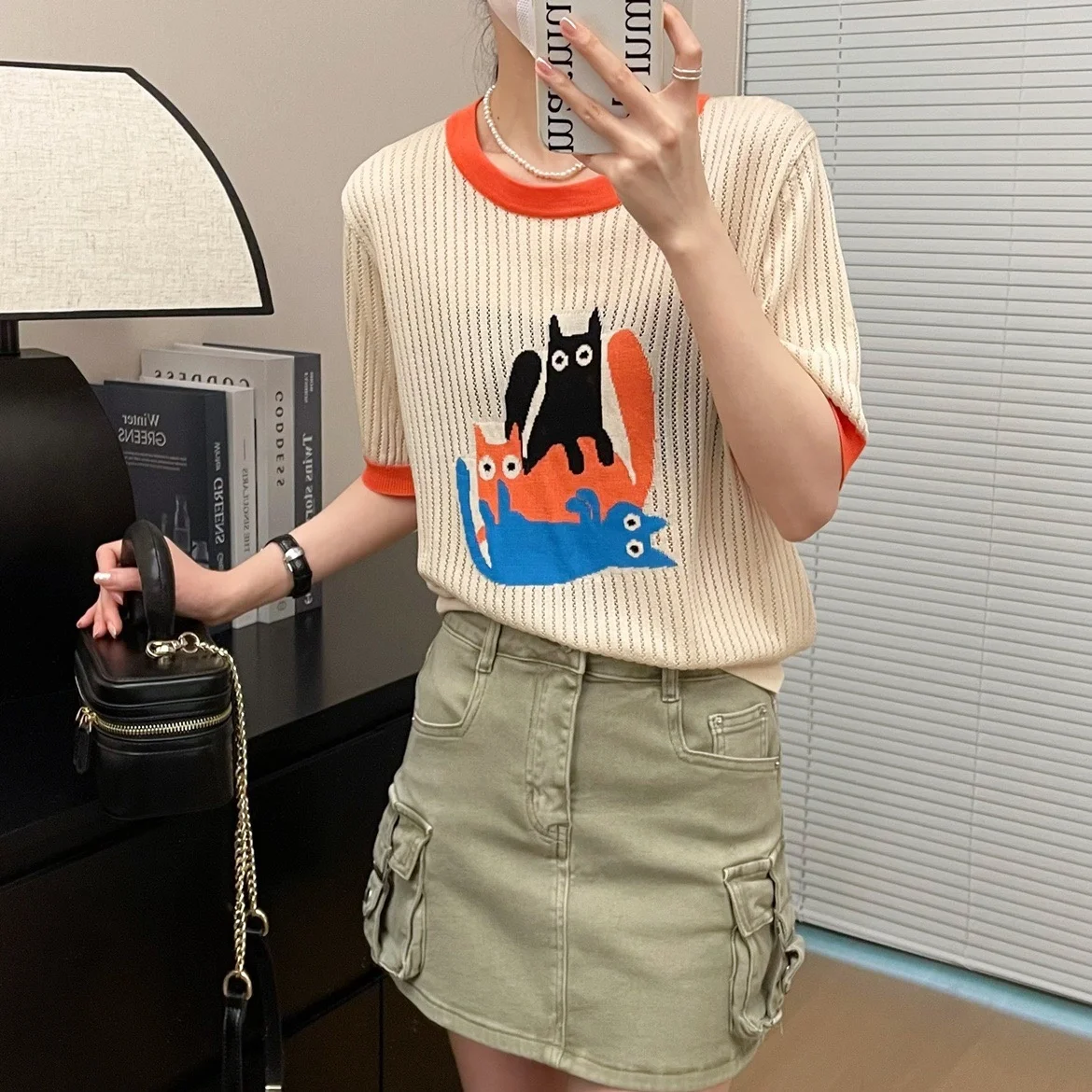 Summer Cartoon Anime Print Hollow Out Sweater For Women Thin Knitted T-shirt Casual Fashion Versatile Knitwear Pullover Tops
Summer Cartoon Anime Print Hollow Out Sweater For Women Thin Knitted T-shirt Casual Fashion Versatile Knitwear Pullover Tops