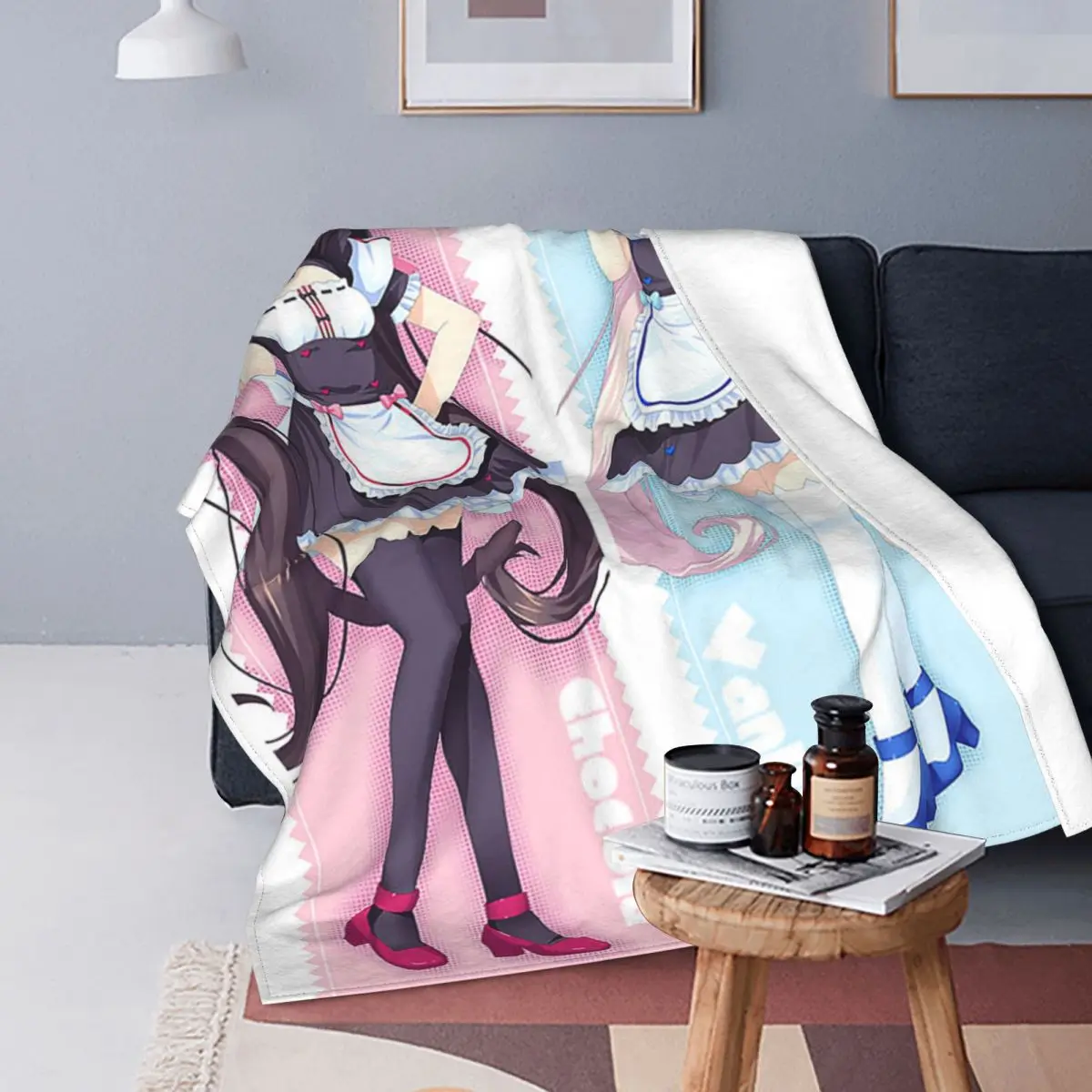 

Anime Chocola Vanilla Knitted Blanket Nekopara Sexy Gir Flannel Throw Blankets Bedroom Sofa Decoration Lightweight Bedspreads