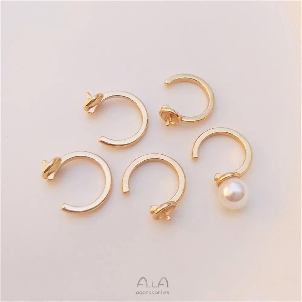 

14K Gold Filled Plated C shape half hole pin holder Easy earclip Diy stick crystal pearl earclip accessories