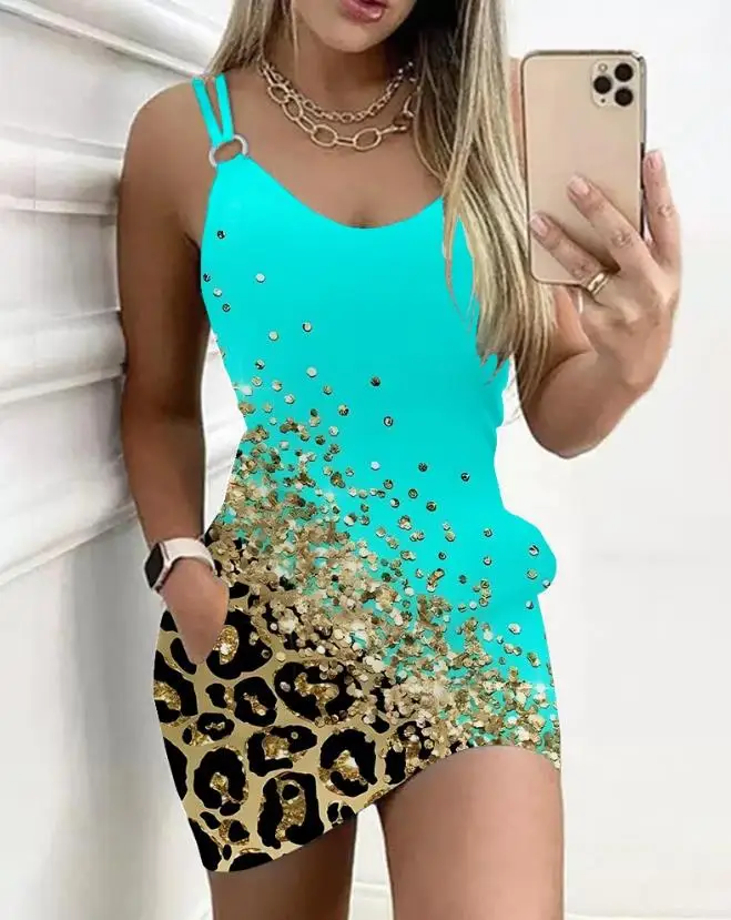 Elegant Women's Dress 2023 Summer Contrasting Color Leopard Round Neck Pocket Design Casual Sling Dress Mini Straight Dress Y2K
Elegant Women's Dress 2023 Summer Contrasting Color Leopard Round Neck Pocket Design Casual Sling Dress Mini Straight Dress Y2K