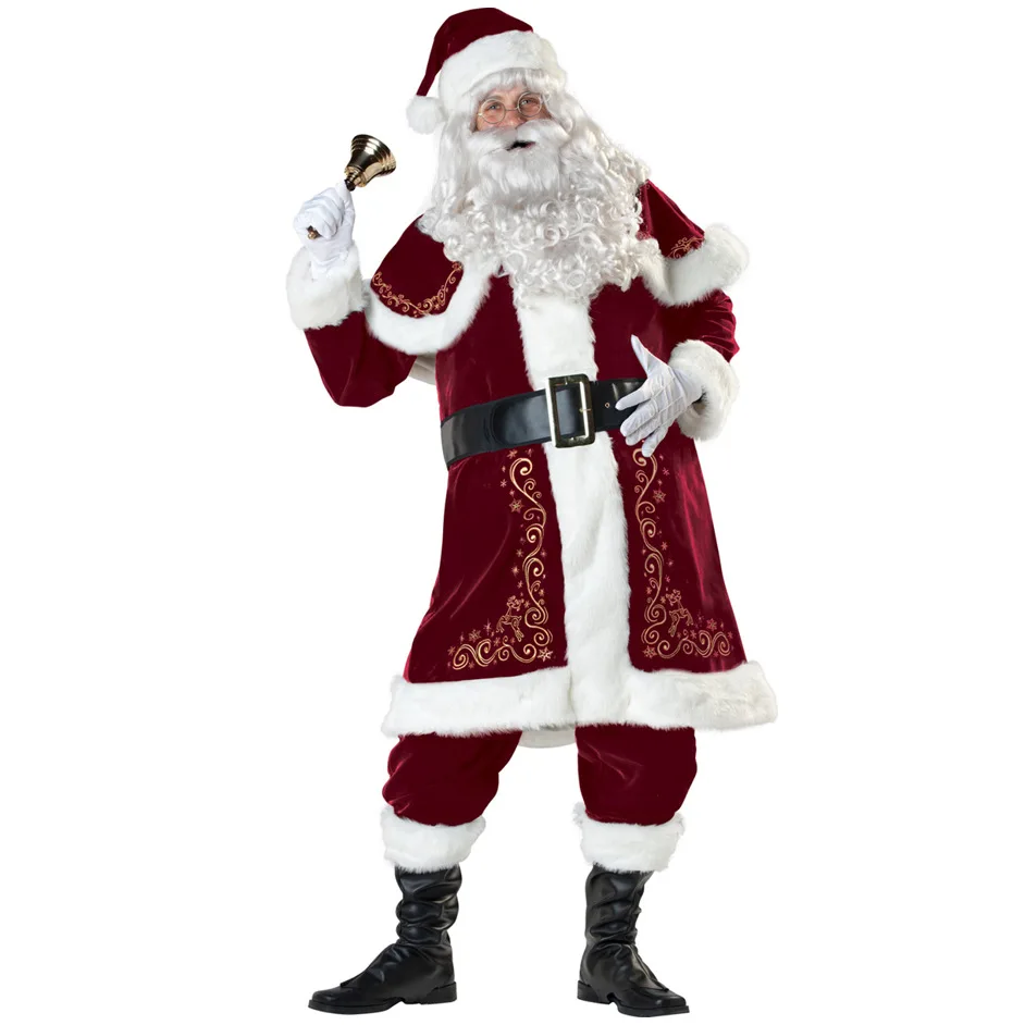 

Christmas Cosplay Costume Adult Men Santa Claus Plays Costume Festival Party Mascot Garment Traditional Clothes Suit