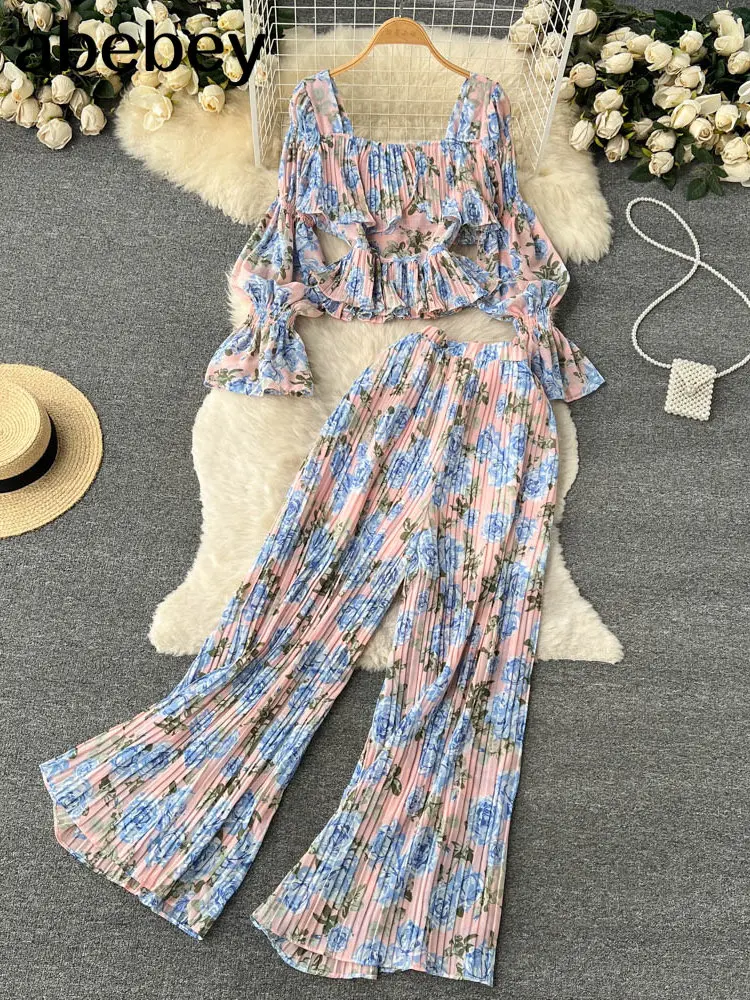 Floral Print Set Ruffled Women Elastic square neck Long Sleeves Blouse Vacation Pleated Skirt Chiffon 2023 Beach Style Suit
Floral Print Set Ruffled Women Elastic square neck Long Sleeves Blouse Vacation Pleated Skirt Chiffon 2023 Beach Style Suit