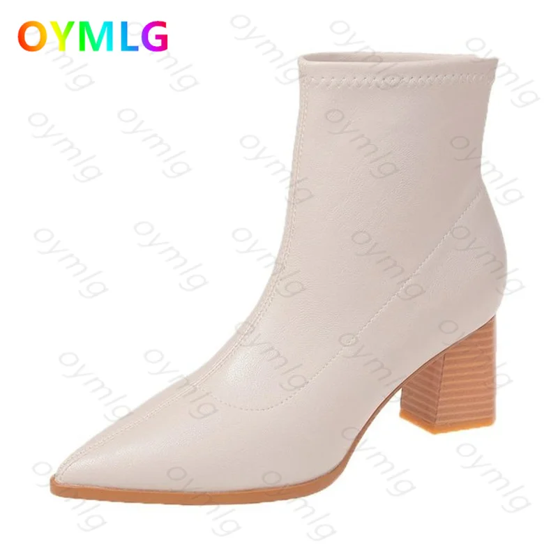 Short boots women's thick-heeled single boots 2021 autumn winter new pointed high-heeled Martin boots net red thin boots elastic 
Short boots women's thick-heeled single boots 2021 autumn winter new pointed high-heeled Martin boots net red thin boots elastic