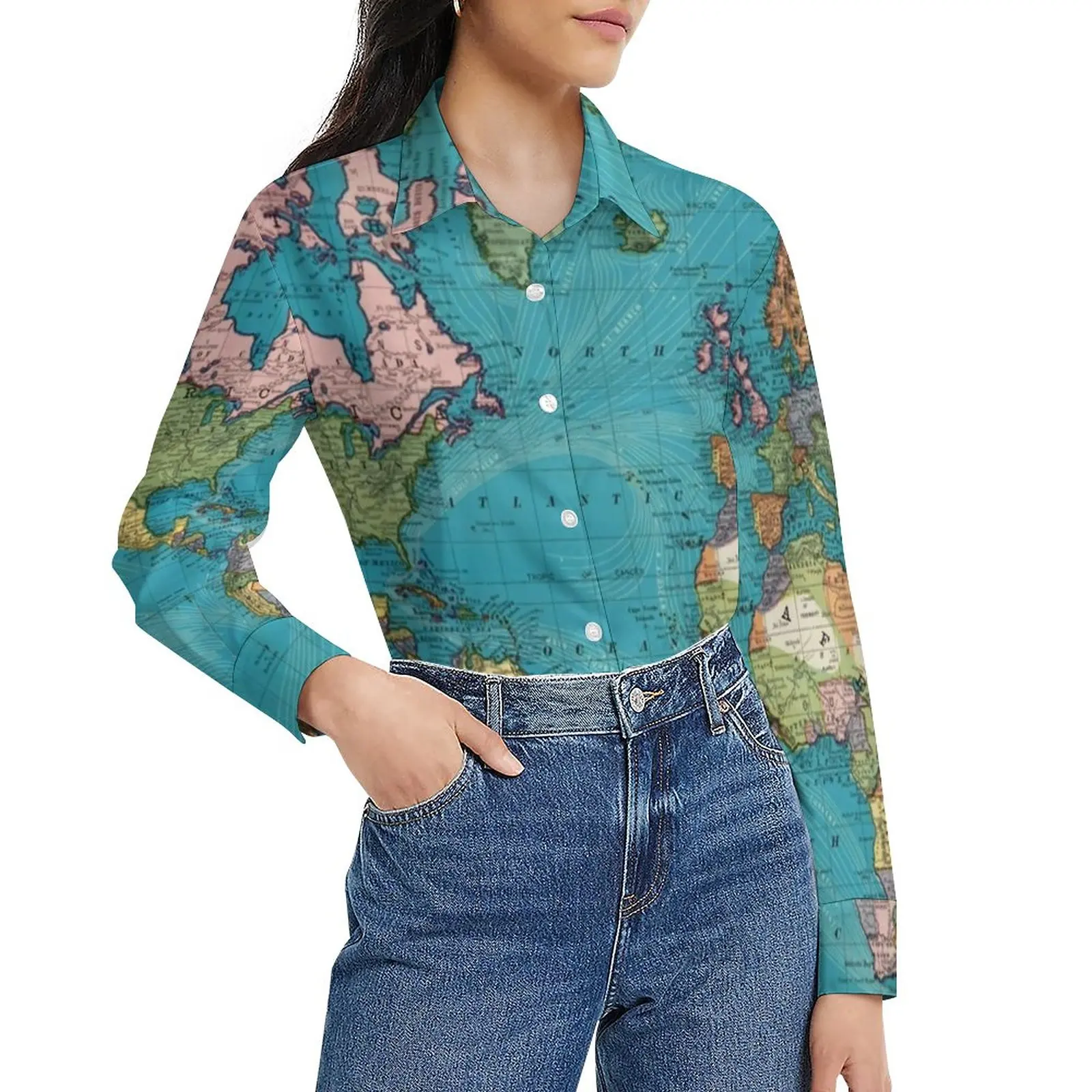 Vintage Map Print Blouse The World 1897 Vintage Graphic Blouses Womens Long Sleeve Street Fashion Shirt Autumn Oversized Top 
Vintage Map Print Blouse The World 1897 Vintage Graphic Blouses Womens Long Sleeve Street Fashion Shirt Autumn Oversized Top