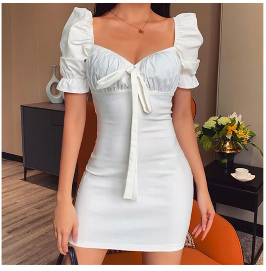Elegant Vintage Dresses Women Y2K Square Collar Puff Sleeve White Chic Bow-knot Sexy Bodycon 2022 Summer Female Mini Dress
Elegant Vintage Dresses Women Y2K Square Collar Puff Sleeve White Chic Bow-knot Sexy Bodycon 2022 Summer Female Mini Dress