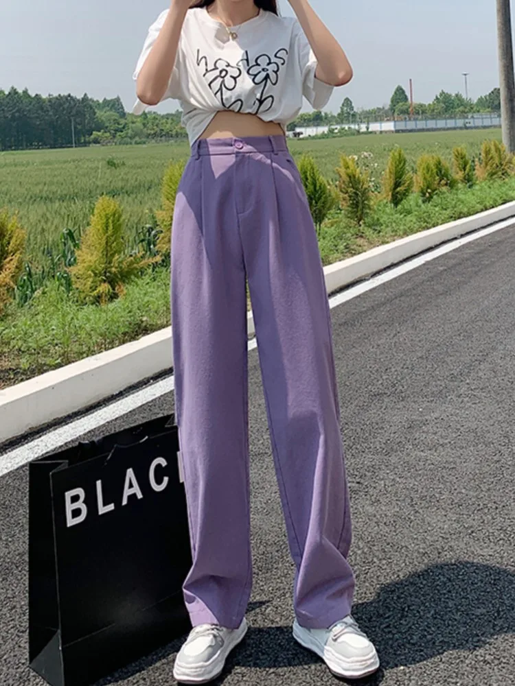 Korean Fashion Purple High Waist Wide Leg Pants Women Casual Spring Autumn Full Length Trousers Office Lady Workwear
Korean Fashion Purple High Waist Wide Leg Pants Women Casual Spring Autumn Full Length Trousers Office Lady Workwear