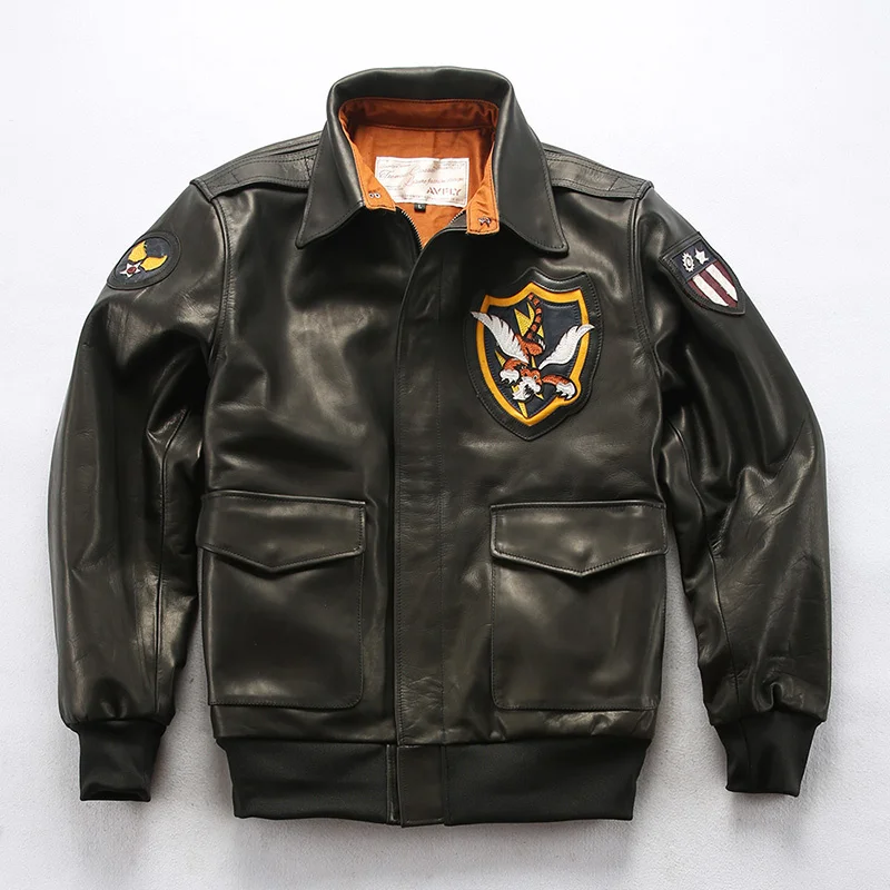 New Genuine Leather Male Vintage A-2 Air Force Pilot Jacket with Tiger Brand Autumn Winter Cowhide Motorcycle Warm Coat
New Genuine Leather Male Vintage A-2 Air Force Pilot Jacket with Tiger Brand Autumn Winter Cowhide Motorcycle Warm Coat