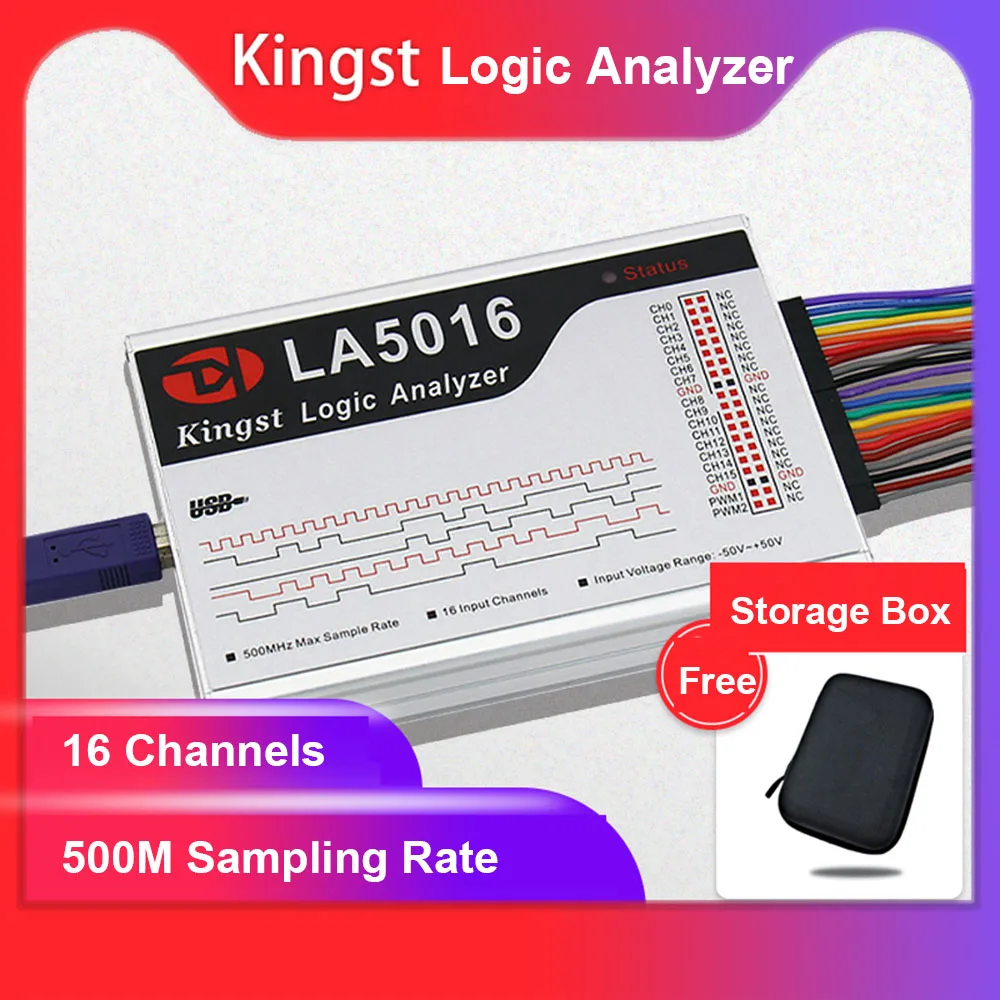 Kingst LA2016 LA5016 LA5032 USB логический анализатор 100M/200M/500M Частота выборки 16/32 канала MCU,ARM,FPGA инструмент отладки Saleae I2C
Kingst LA2016 LA5016 LA5032 USB логический анализатор 100M/200M/500M Частота выборки 16/32 канала MCU,ARM,FPGA инструмент отладки Saleae I2C