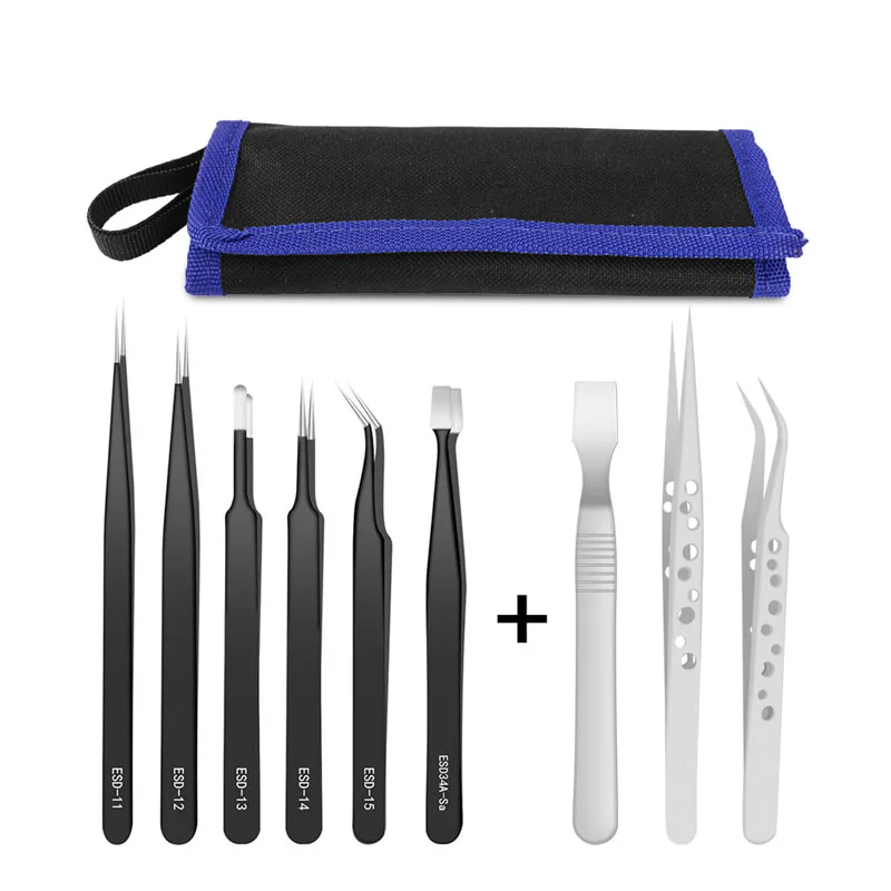9 Pcs Tweezers Set Stainless Steel Anti-Static Precision Tweezers for Electronic Mobile Phone Repair Tools Hand Tools
9 Pcs Tweezers Set Stainless Steel Anti-Static Precision Tweezers for Electronic Mobile Phone Repair Tools Hand Tools