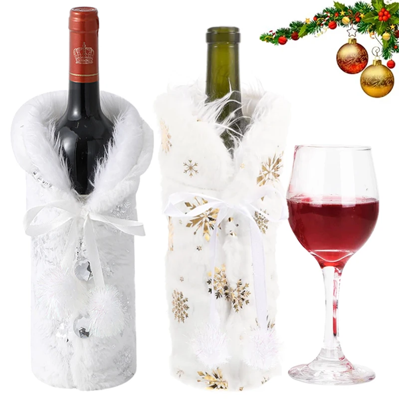 Christmas Wine Bottle Sweater Covers Gold Silver Snowflake Glitter White Plush Gifts Dress Sleeve Bag Holiday Dining Table Decor
Christmas Wine Bottle Sweater Covers Gold Silver Snowflake Glitter White Plush Gifts Dress Sleeve Bag Holiday Dining Table Decor
