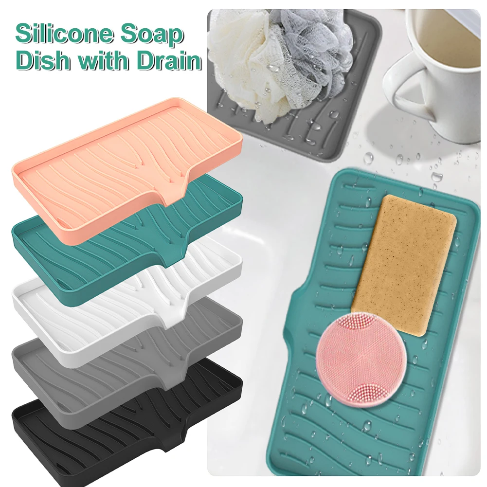 Self Draining Soap Holder Silicone Faucet Mat Kitchen Sink Soap Dish Sponge Tray Countertop Drain Pad Kitchen Bathroom Organizer
Self Draining Soap Holder Silicone Faucet Mat Kitchen Sink Soap Dish Sponge Tray Countertop Drain Pad Kitchen Bathroom Organizer