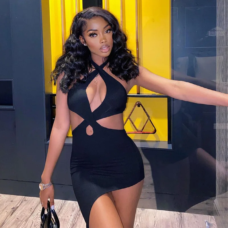 2022 Autumn New Women's Hanging Neck Cross Halter Solid Color Sexy Hollow Hedging Dress Party Club Street Wear Short Prom Dress
2022 Autumn New Women's Hanging Neck Cross Halter Solid Color Sexy Hollow Hedging Dress Party Club Street Wear Short Prom Dress