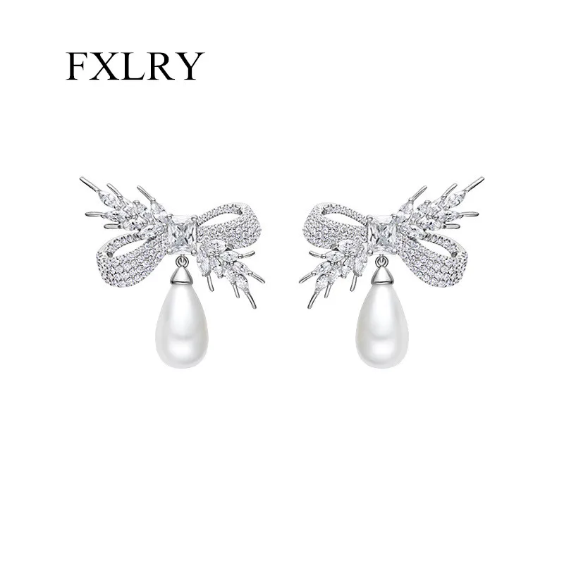 FXLRY Creative Personality Zircon Inlaid Drop-Shaped Pearl Wheat Ear Bow-knot Earrings For Women Fashion Jewelry
FXLRY Creative Personality Zircon Inlaid Drop-Shaped Pearl Wheat Ear Bow-knot Earrings For Women Fashion Jewelry