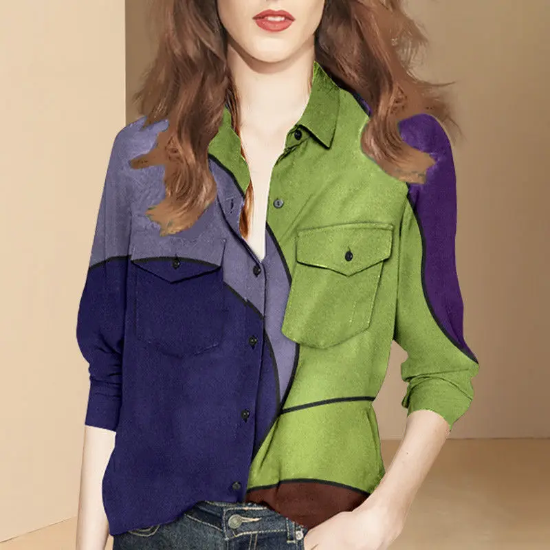 Women 2022 Spring Autumn Fashion Pockets Patchwork Shirts Female Long Sleeve Loose Blouses Ladies Buttons Casual Shirts F238
Women 2022 Spring Autumn Fashion Pockets Patchwork Shirts Female Long Sleeve Loose Blouses Ladies Buttons Casual Shirts F238